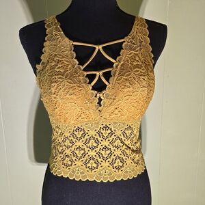 I10 Shealgeol Underwear Mustard Lace Bralette Elegant  Size S